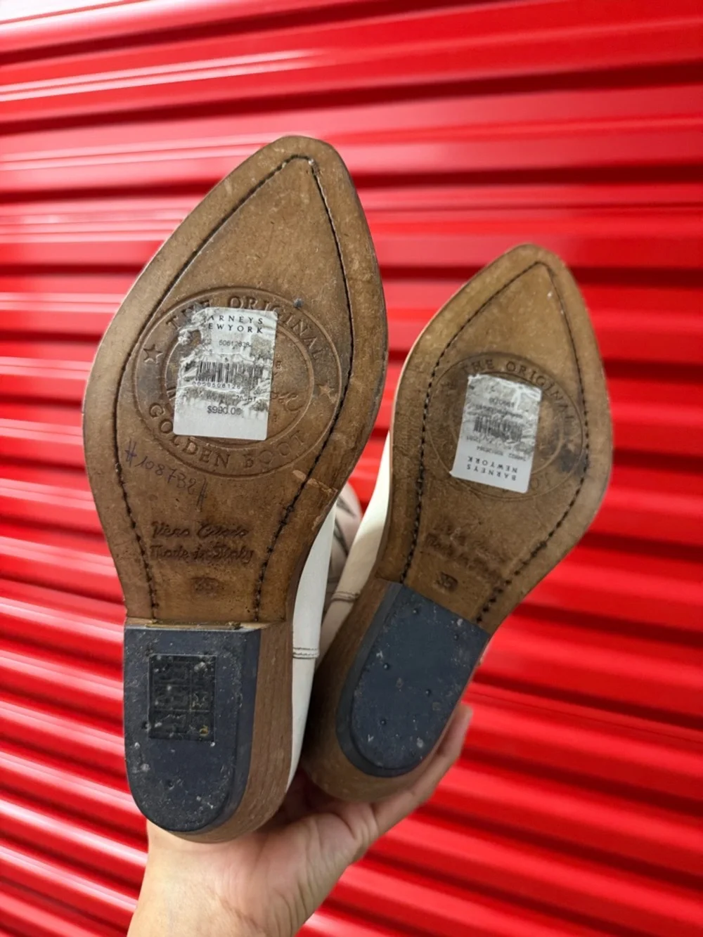 Golden Goose White Western Embroidered Leather Cowboy Boots - Picture 4 of 4